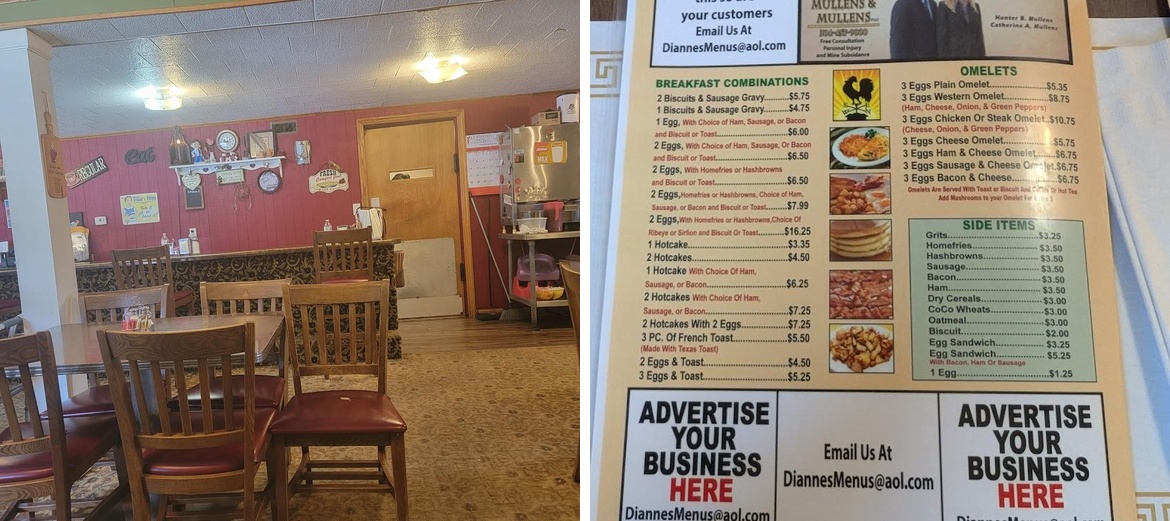 Dianne's Restaurant Menu