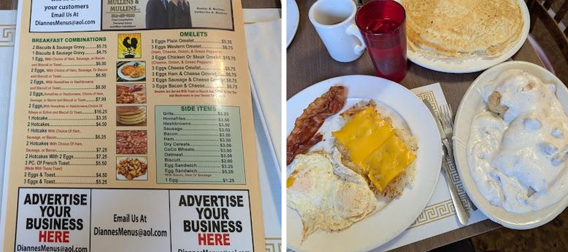 Dianne's Restaurant Menu